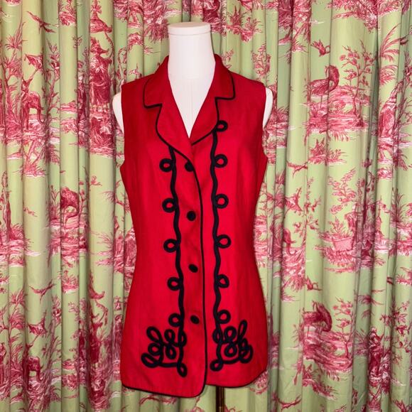 Gantos vest/Size 10/Vintage/Red with black detail/Excellent Condition/Made in US - Picture 1 of 5